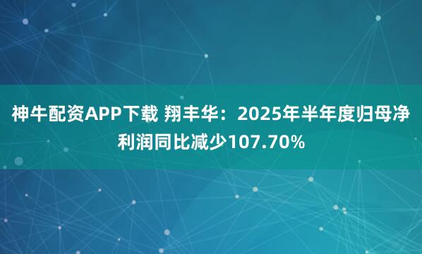 神牛配资APP下载 翔丰华：2025年半年度归母净利润同比减少107.70%